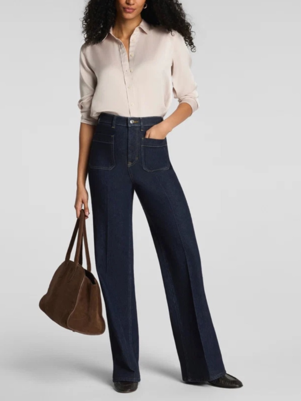 SPANXshape Authentic 360 Easy Flare Jeans Patch Pocket Marina Size XL